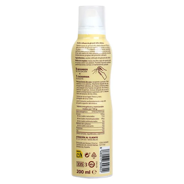 Aceite de girasol en spray para air fryer Diasol 200 ml 3