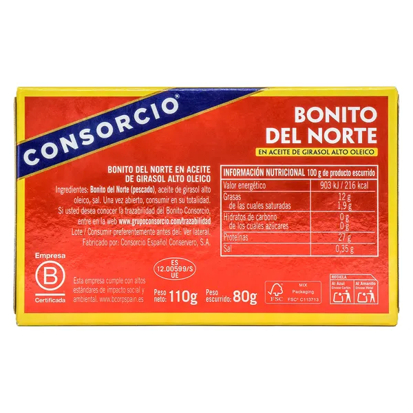 Bonito en aceite de girasol alto oleico Consorcio lata 80 g 3