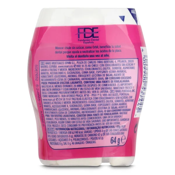 Chicles sabor bubblemint sin azúcar Orbit bote 46 unidades 2