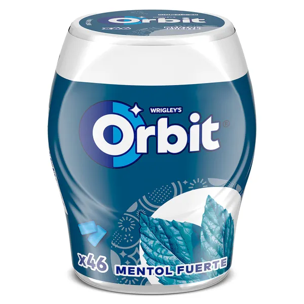 Chicles sabor mentol fuerte sin azúcar Orbit bote 46 unidades