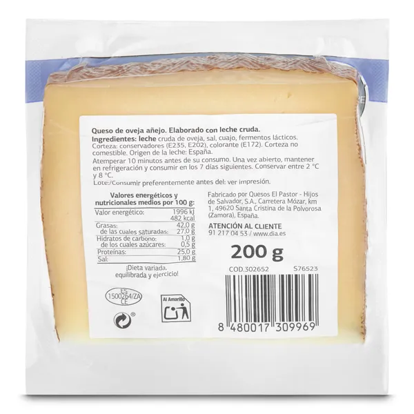 Queso de oveja añejo y picante Osado Dia El Cencerro 200 g 3