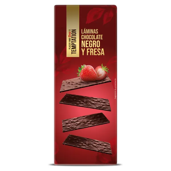 Láminas de chocolate negro y trocitos de fresa Temptation de Dia caja 100 g 2