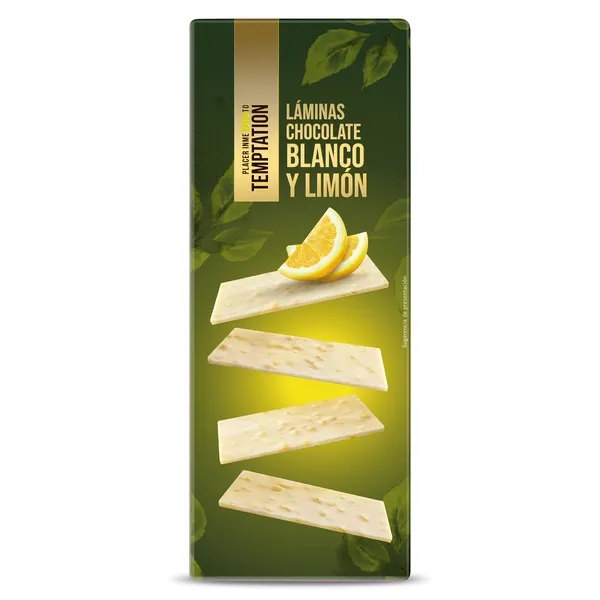 Láminas de chocolate blanco y trocitos de limón Temptation de Dia caja 100 g 2