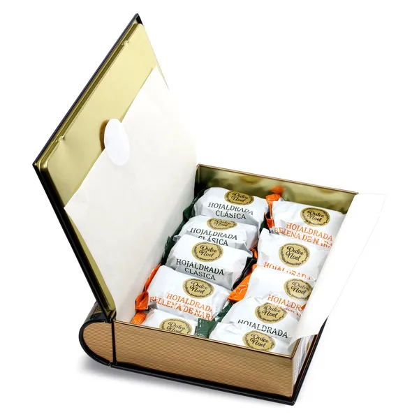 Surtido de hojaldradas clásicas y con naranja libro Dulce Noel Dia lata 350 g 2