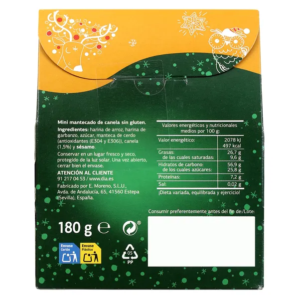 Mantecados de canela sin gluten Dulce Noel Dia caja 180 g 3