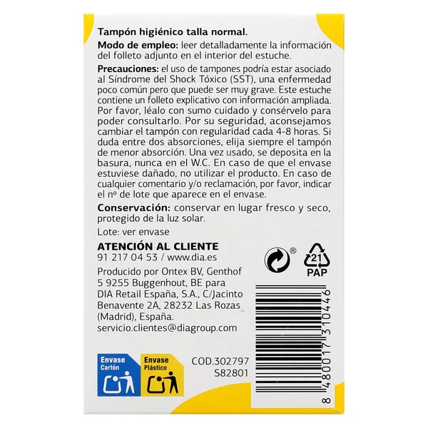 Tampón con aplicador compact normal Esos Dias caja 20 unidades 3