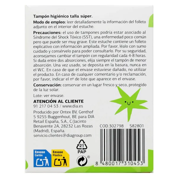 Tampón con aplicador compact súper Esos Dias caja 20 unidades 3