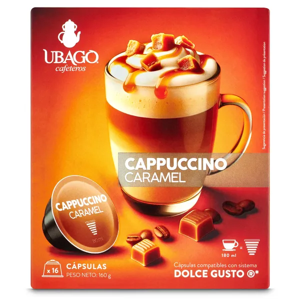 Cápsulas de café cappuccino con aroma a caramelo Ubago 16 unidades 2