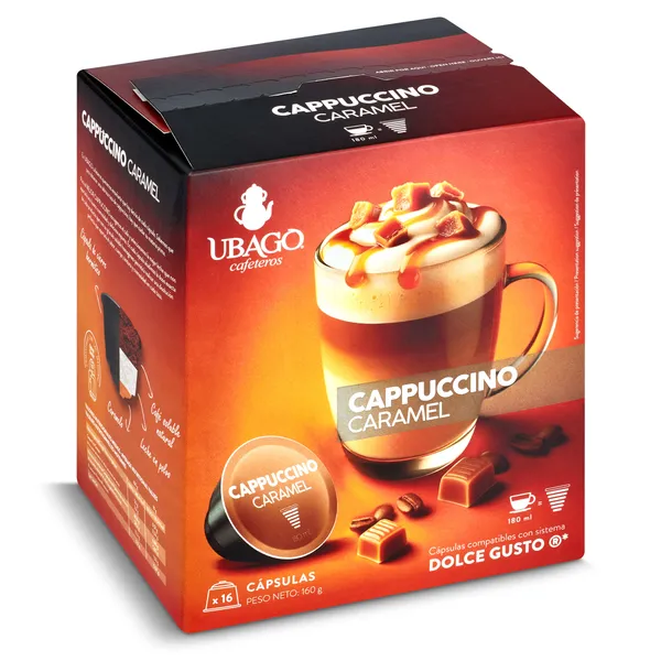 Cápsulas de café cappuccino con aroma a caramelo Ubago 16 unidades 3