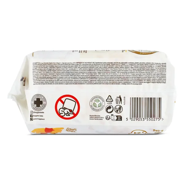 Pañales para recién nacido 2-5 kgs talla 1 Huggies Extra Care bolsa 28 unidades 4