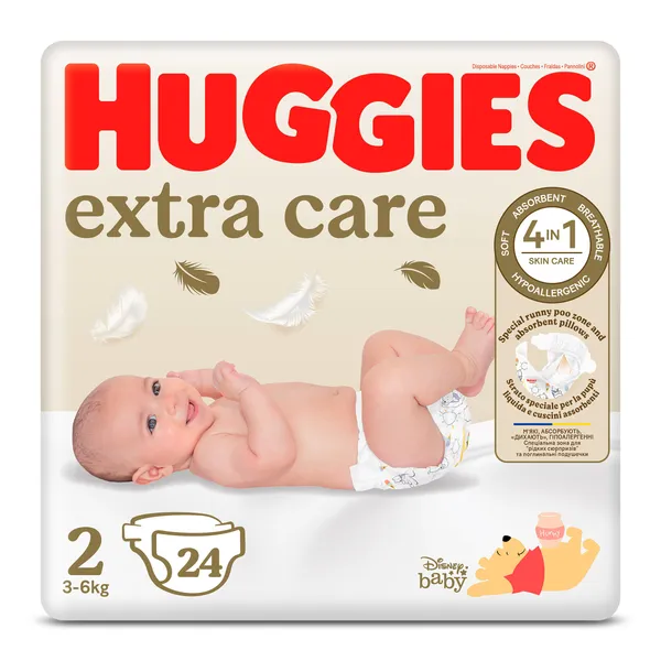 Pañales 3-6 kg talla 2 Huggies Extra Care 24 unidades 2
