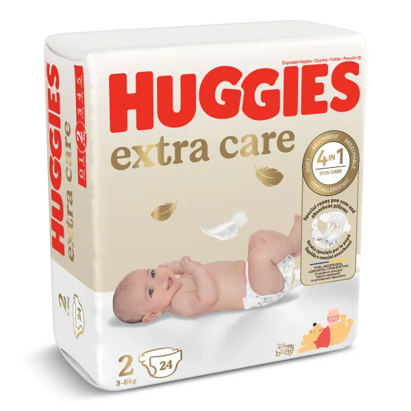 Pañales 3-6 kg talla 2 Huggies Extra Care 24 unidades 3