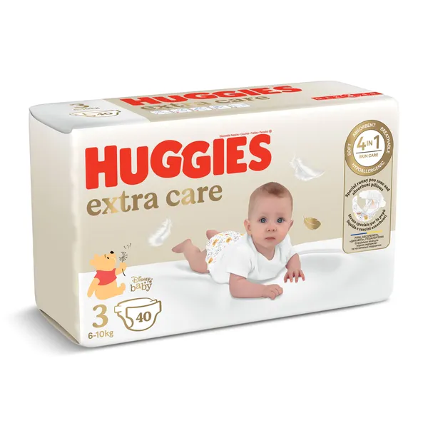 Pañales 6-10 kgs talla 3 Huggies Extra Care bolsa 40 unidades