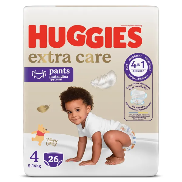 Pañales pants 9-14 kg talla 4 Huggies Extra Care 26 unidades 2