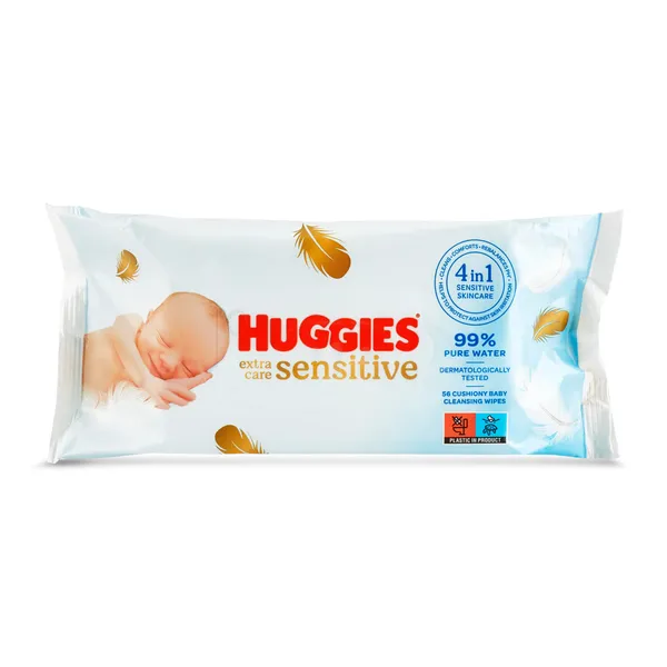 Toallitas húmedas para bebé 99% agua pura Huggies Extra Care 56 unidades 2
