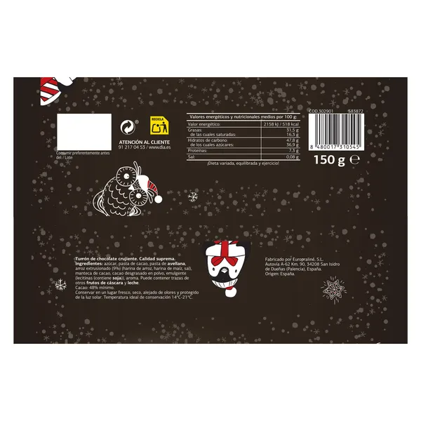 Turrón crujiente de chocolate negro Dulce Noel Dia bolsa 150 g 2