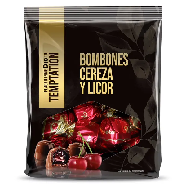 Bombones rellenos de cereza y licor Dia Temptation bolsa 150 g 2