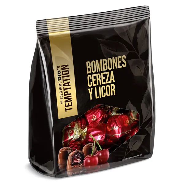 Bombones rellenos de cereza y licor Dia Temptation bolsa 150 g