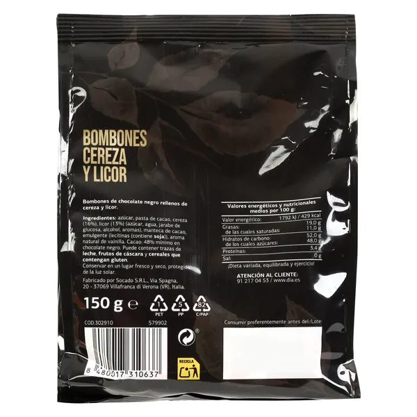 Bombones rellenos de cereza y licor Dia Temptation bolsa 150 g 3