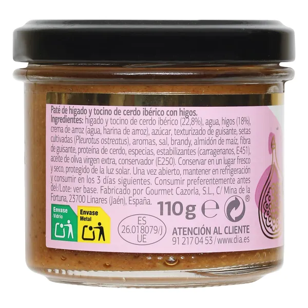 Paté de cerdo ibérico con higos Selección de Dia frasco 110 g 2