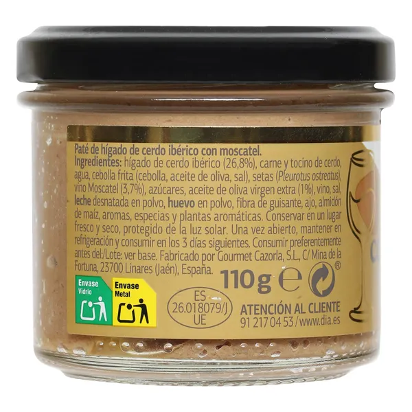 Paté de cerdo ibérico con moscatel Selección de Dia frasco 110 g 2