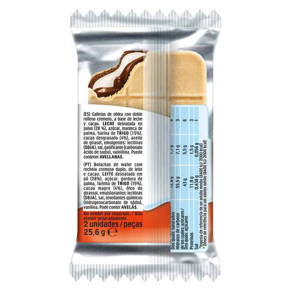Obleas con doble relleno cards Kinder bolsa 26 g 2