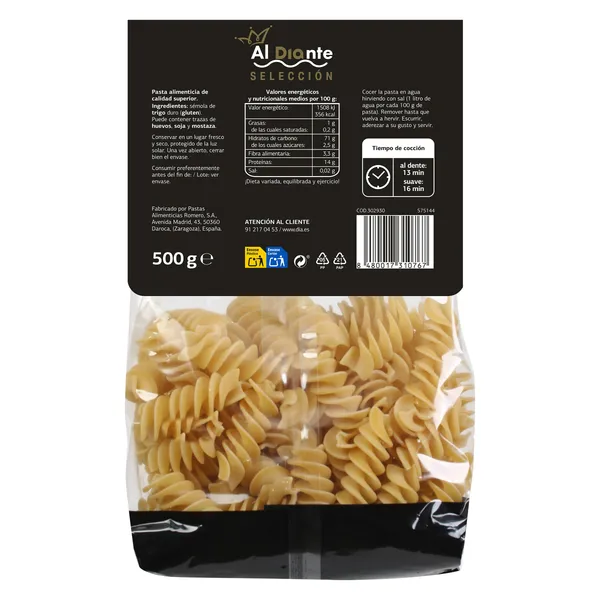 Pasta fusilloni Al Diante Dia bolsa 500 g 2