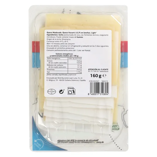 Queso havarti light Selección Mundial de Dia sobre 160 g 2