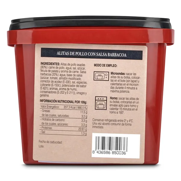 Alitas de pollo barbacoa Earra tarrina 500 g 3