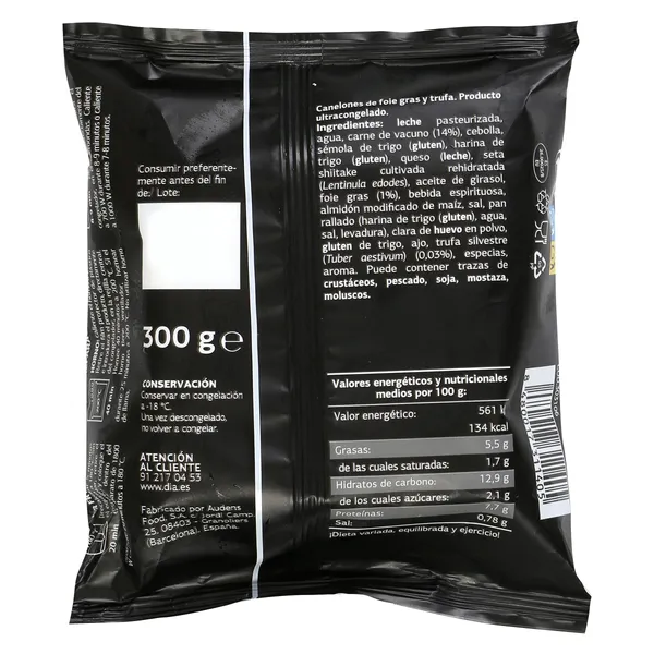 Canelones de foie y trufa Al Punto Dia caja 300 g 2