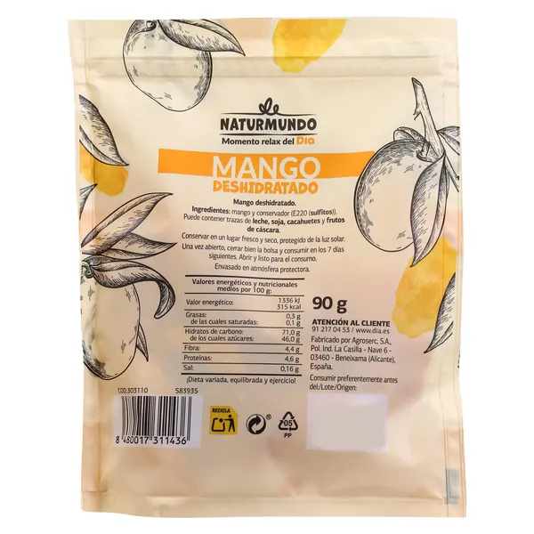 Mango deshidratado Dia Naturmundo 90 g 2