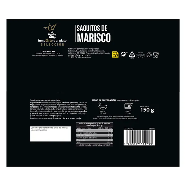 Saquitos de marisco Al Punto Dia caja 150 g 2