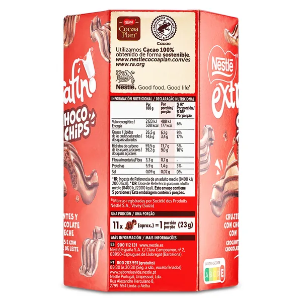 Cereales crujientes con chocolate con leche choco chips Nestlé caja 115 g 2
