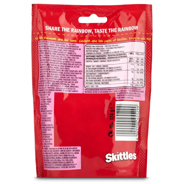 Caramelos masticables sabor fruta ácida fruits Skittles bolsa 152 g 3