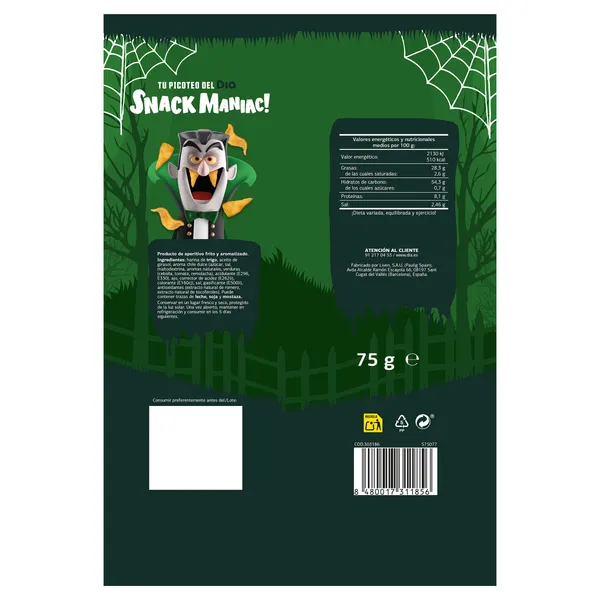 Colmillos sabor sweet chilli Snack Maniac de Dia bolsa 75 g 2