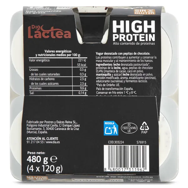 Yogur de stracciatella alto en proteínas Dia Láctea pack 4 x 120 g 4