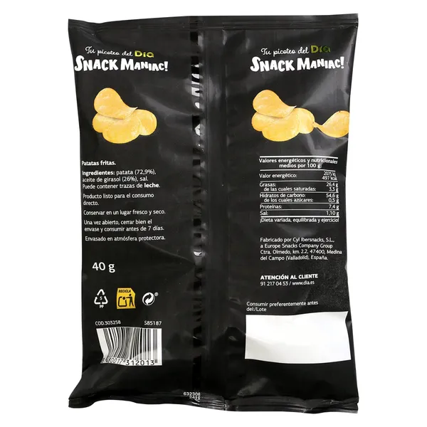 Patatas fritas gourmet extra crujientes Dia Snack Maniac 40 g 3