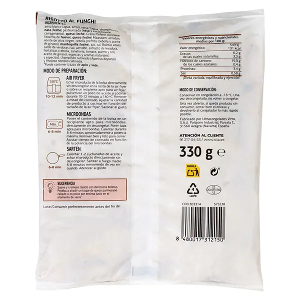 Risotto con setas Dia Al Punto 330 g 3