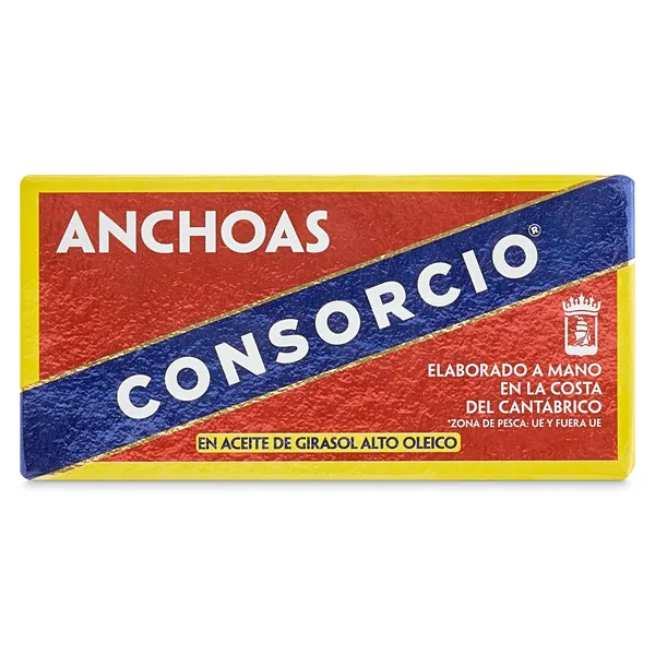 Filetes de anchoa en aceite de girasol alto oleico Consorcio lata 23 g 2