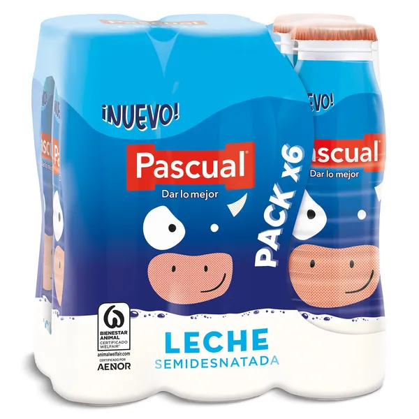 Leche semidesnatada Pascual 6 x 188 ml