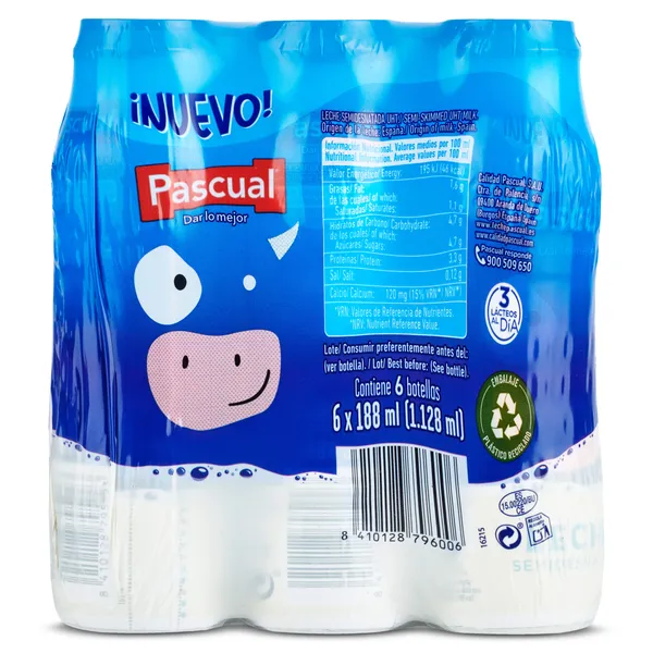 Leche semidesnatada Pascual 6 x 188 ml 2