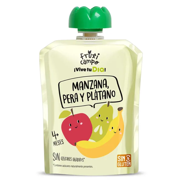 Alimento infantil con puré de manzana, pera y plátano Dia Fruticampo 90 g 2
