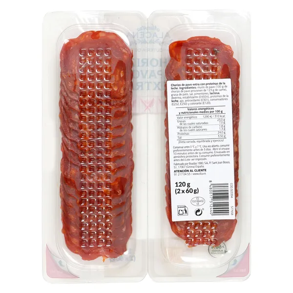 Chorizo de pavo extra Dia Nuestra Alacena 2 x 60 g 3
