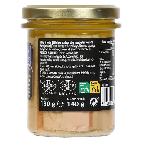 Bonito del Norte MSC en aceite de oliva Dia Mari Marinera 140 g 5