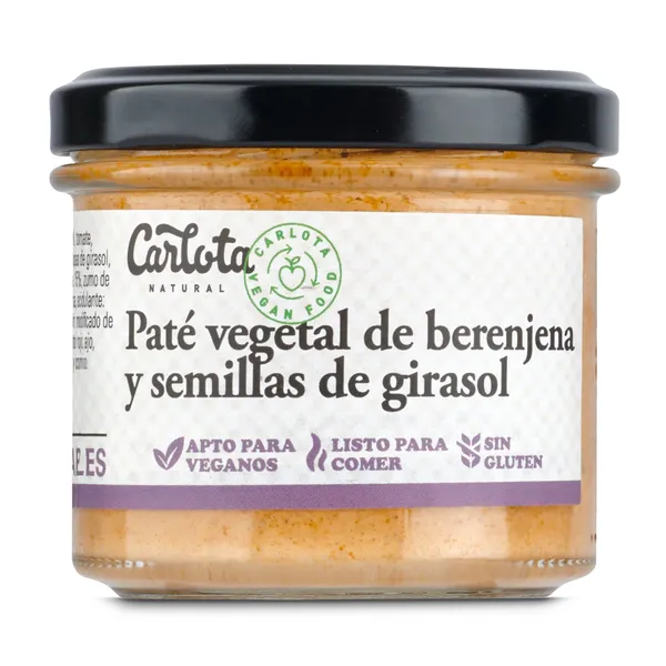 Paté vegetal de berenjena con semillas girasol Carlota Natural frasco 110 g