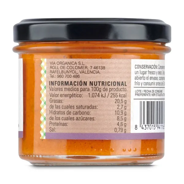 Paté vegetal de tomate y albahaca Carlota Natural frasco 110 g 2