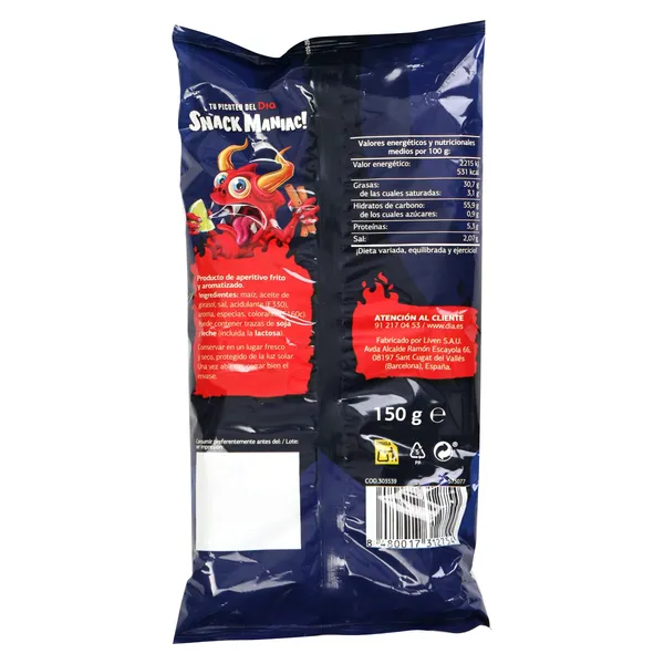 Aperitivo hotbot inferno Snack Maniac de Dia bolsa 150 g 2