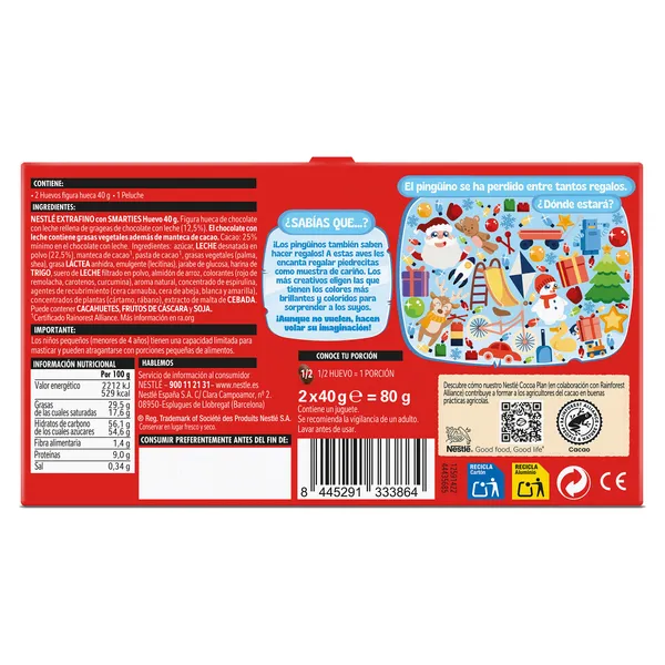 Huevos de chocolate + peluche Nestlé caja 80 g 3