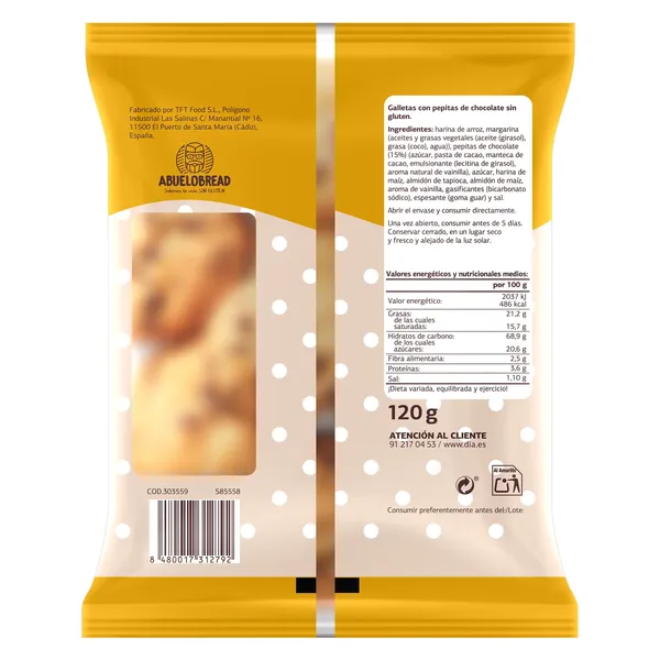 Galletas con pepitas de chocolate sin gluten Galleteca de Dia 100 g 3