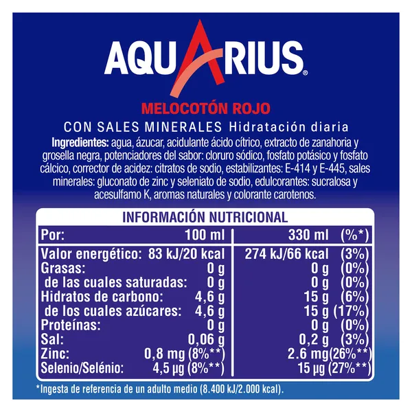 Aquarius de melocotón rojo 330 ml 3